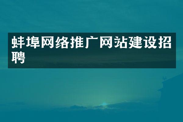 蚌埠网络推广网站建设招聘