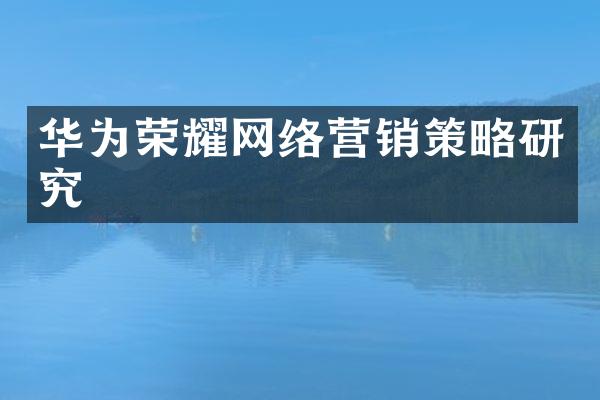 华为荣耀网络营销策略研究