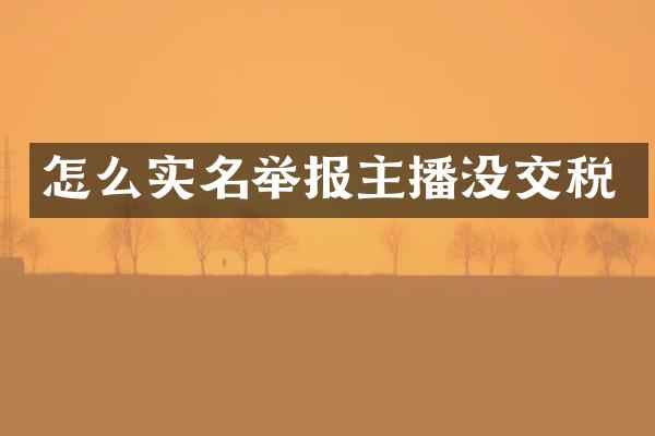 怎么实名举报主播没交税