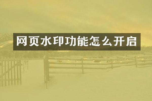 网页水印功能怎么开启