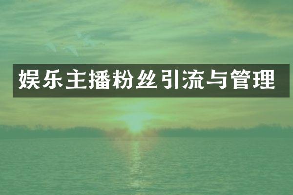 娱乐主播粉丝引流与管理