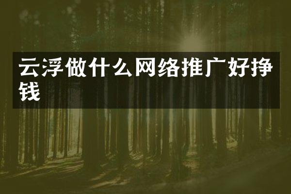云浮做什么网络推广好挣钱
