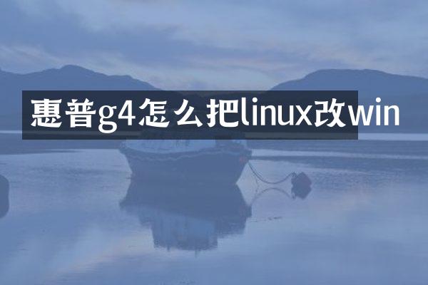 惠普g4怎么把linux改win