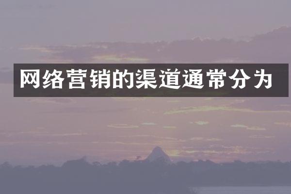 网络营销的渠道通常分为
