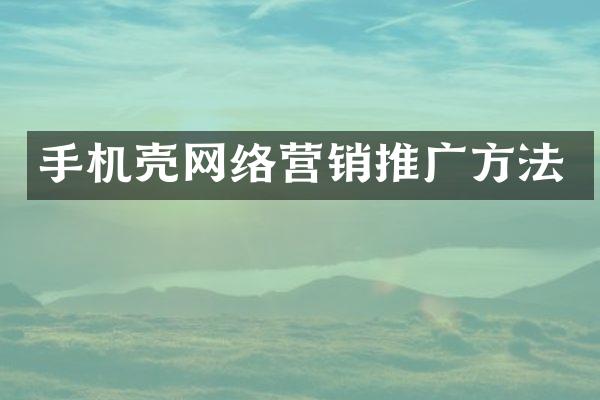 手机壳网络营销推广方法
