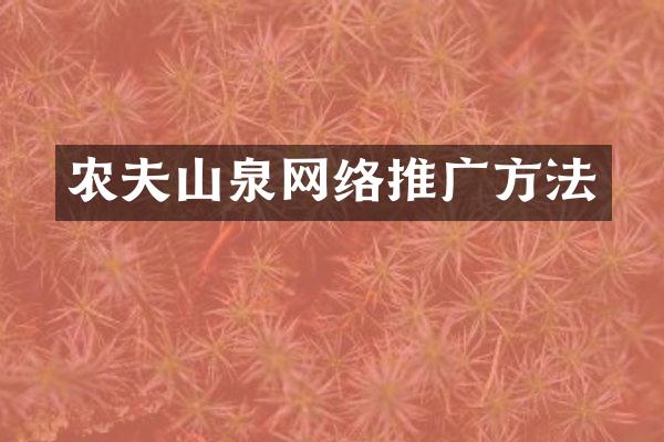 农夫山泉网络推广方法