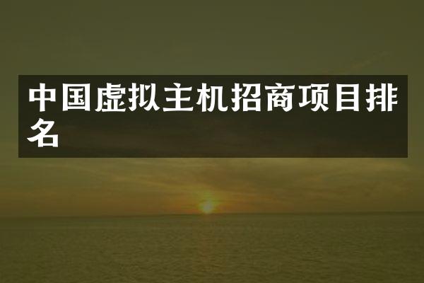 中国虚拟主机招商项目排名