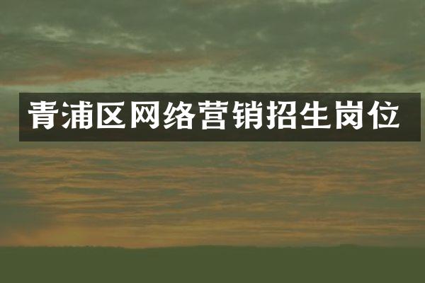 青浦区网络营销招生岗位