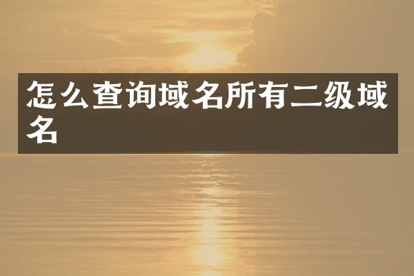 怎么查询域名所有二级域名