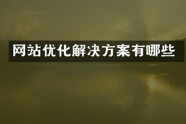 网站优化解决方案有哪些