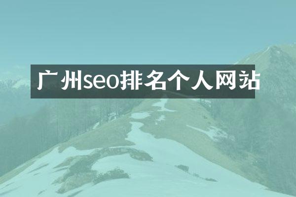 广州seo排名个人网站