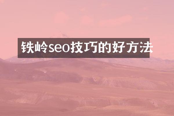 铁岭seo技巧的好方法