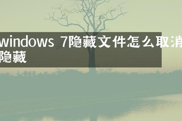 windows 7隐藏文件怎么取消隐藏