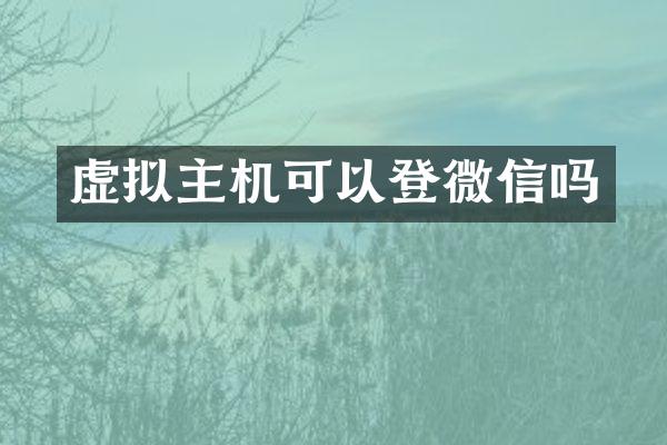 虚拟主机可以登微信吗