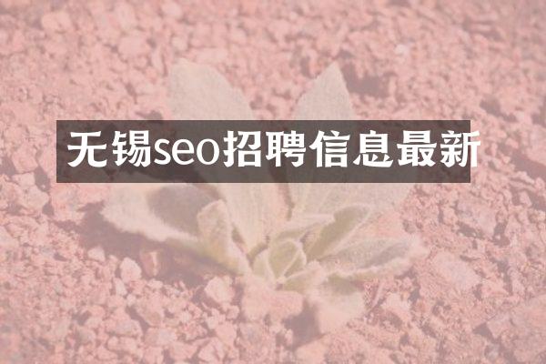 无锡seo招聘信息最新