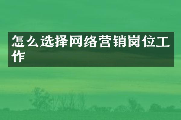 怎么选择网络营销岗位工作