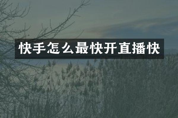 快手怎么最快开直播快