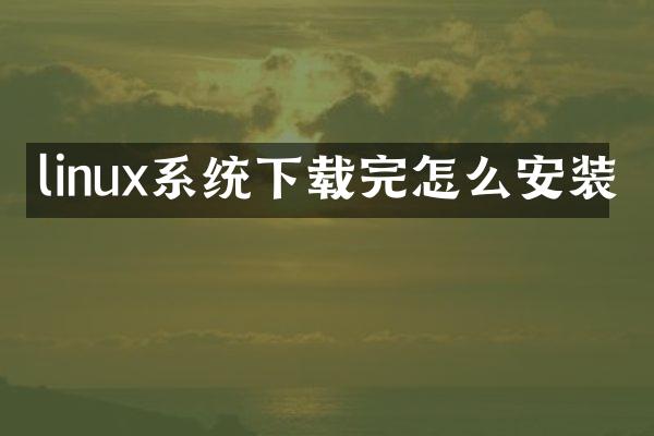 linux系统下载完怎么安装