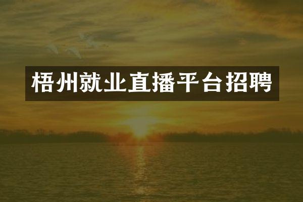 梧州就业直播平台招聘