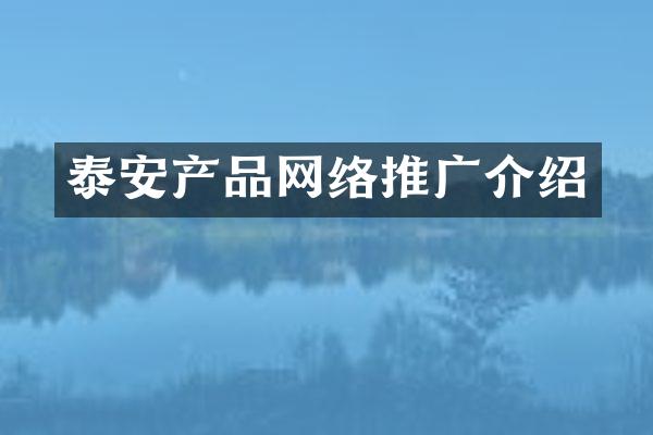 泰安产品网络推广介绍