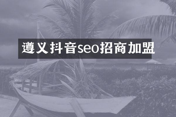 遵义抖音seo招商加盟