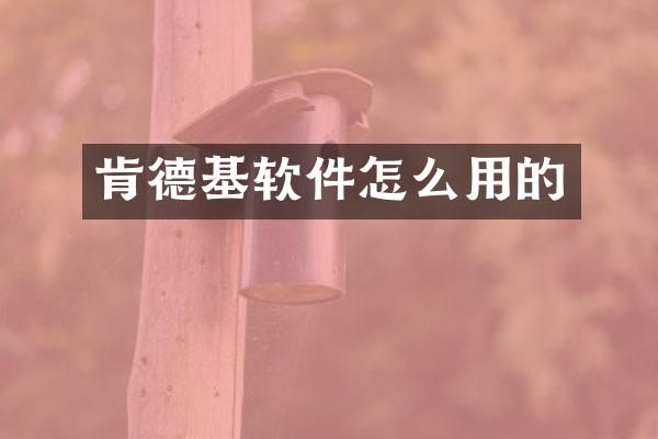 肯德基软件怎么用的