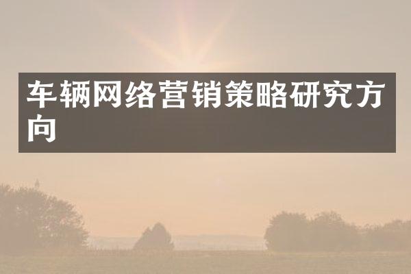 车辆网络营销策略研究方向