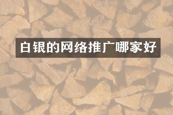 白银的网络推广哪家好