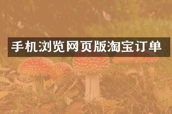 手机浏览网页版淘宝订单