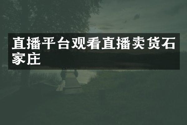 直播平台观看直播卖货石家庄