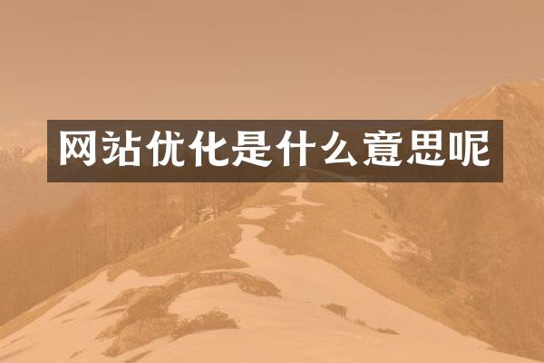 网站优化是什么意思呢