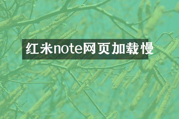 红米note网页加载慢