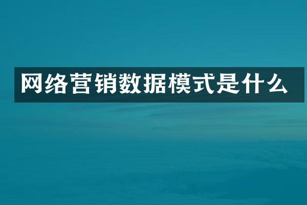 网络营销数据模式是什么