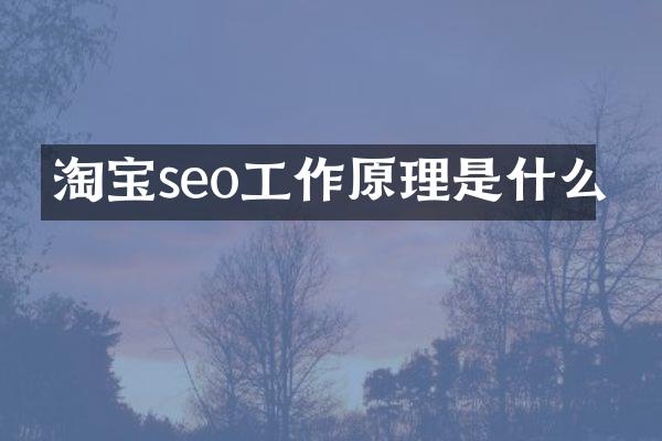 淘宝seo工作原理是什么