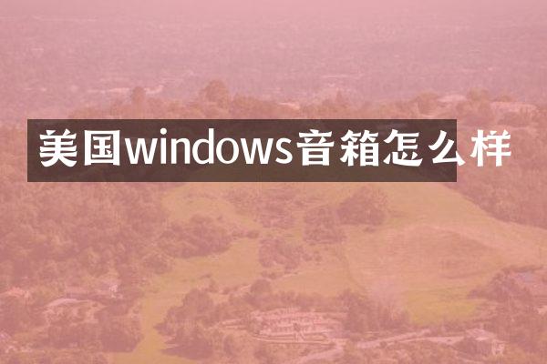 美国windows音箱怎么样