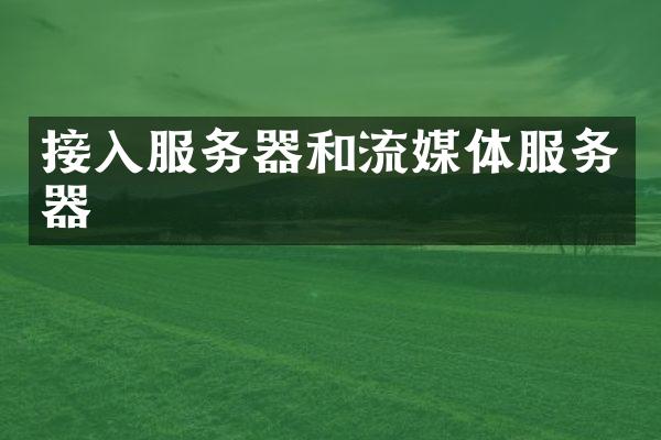 接入服务器和流媒体服务器