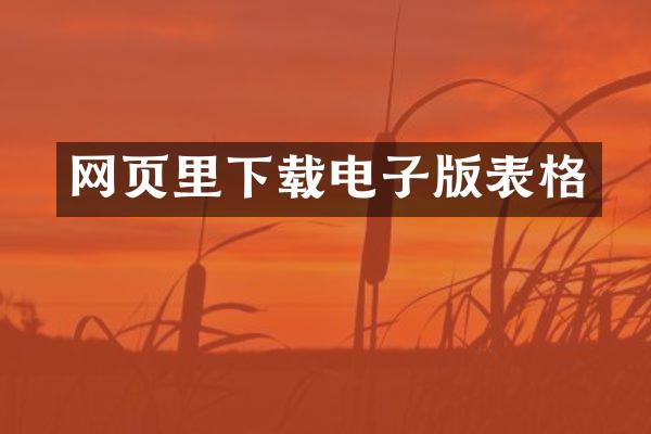 网页里下载电子版表格