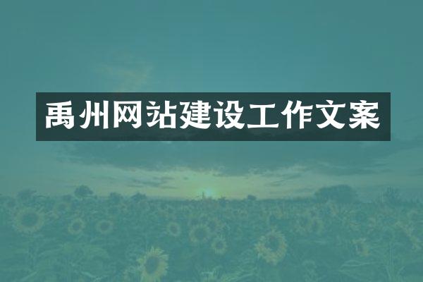 禹州网站建设工作文案