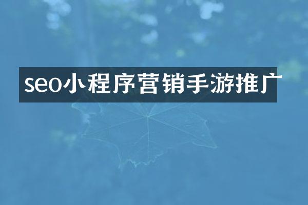 seo小程序营销手游推广