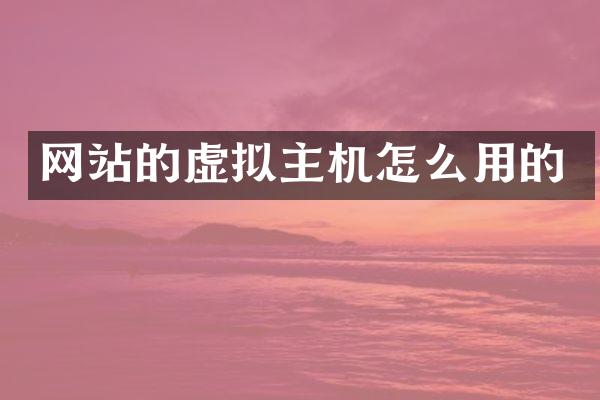 网站的虚拟主机怎么用的