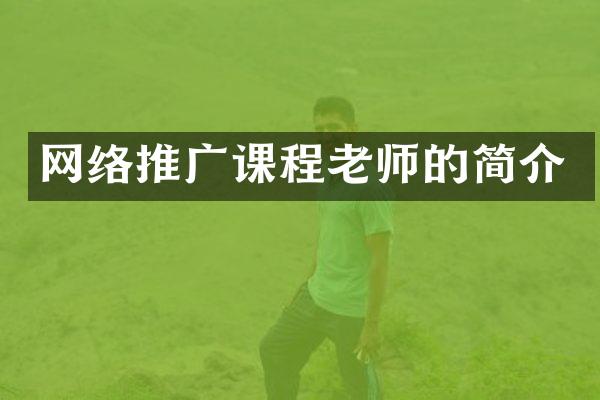 网络推广课程老师的简介