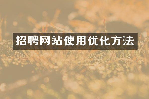 招聘网站使用优化方法