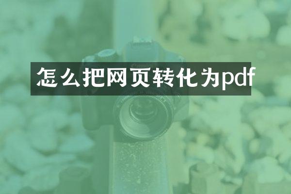 怎么把网页转化为pdf