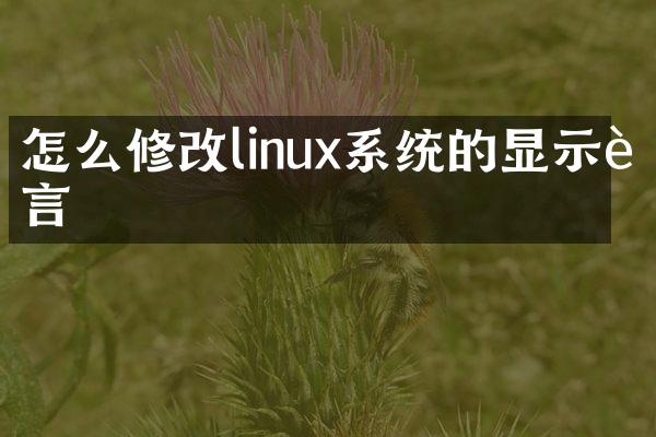 怎么修改linux系统的显示语言