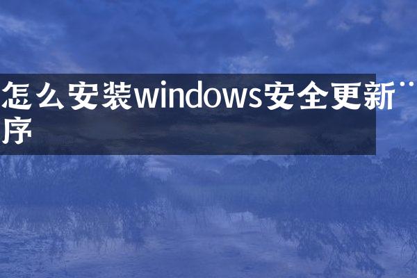 怎么安装windows安全更新程序