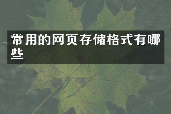 常用的网页存储格式有哪些