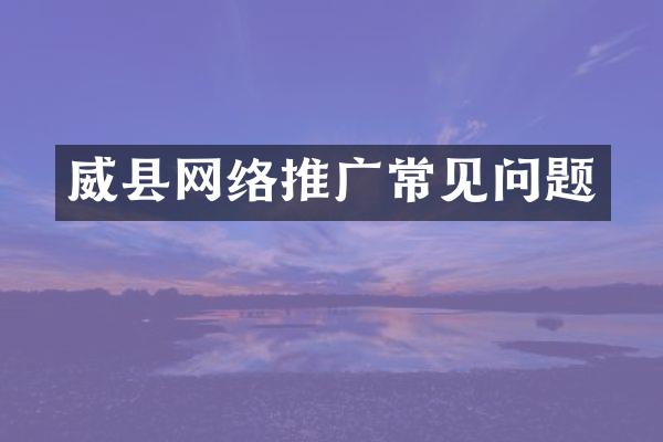 威县网络推广常见问题