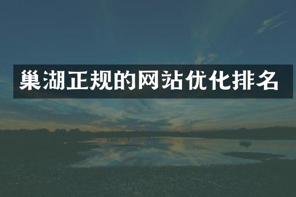 巢湖正规的网站优化排名