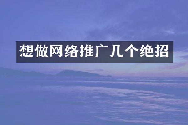 想做网络推广几个绝招