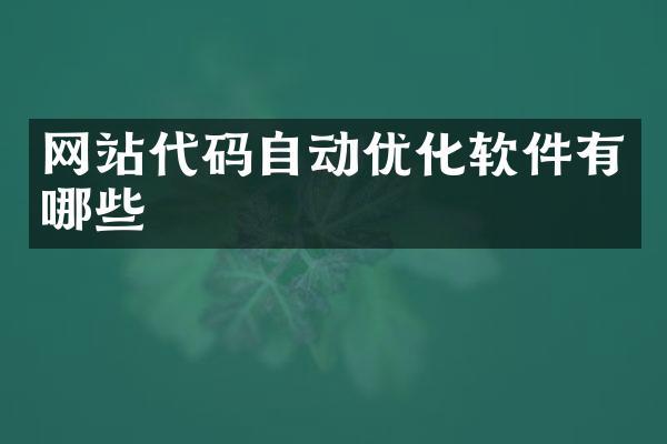 网站代码自动优化软件有哪些